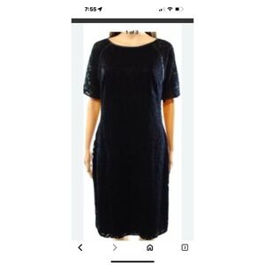 Lauren Ralph Lauren M Black Women's Sheath Solid Lace Dress $184 Lined‎ Black